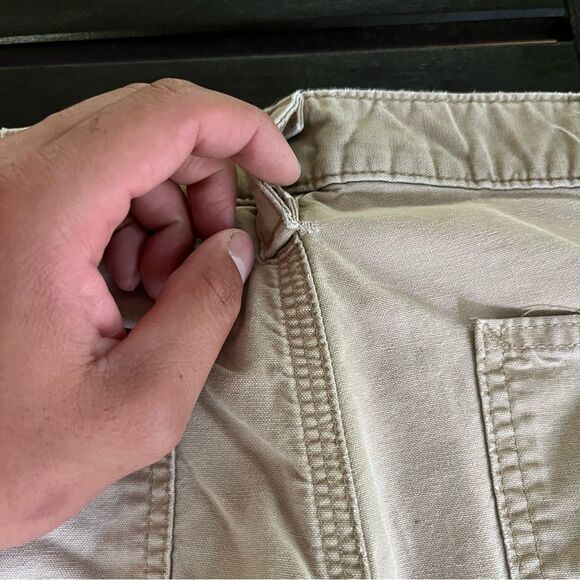 Distressed Carhartt B151-DKH Canvas Dungaree Work Pant (35 x 32) - Picture 10 of 13